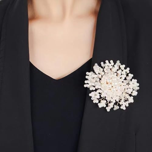 Flower White Pearl Brooch Pin for Women | Striking Large Pearl Flower Beads Statement Costume Pin Graceful Wedding Anniversary Prom Jewelry Gifts - style: Pearl2