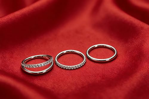 16G 18G 6mm 8mm 10mm Hinged Clicker Segment CZ Twisted Clicker Nose Rings Hoop Helix Cartilage Daith Tragus Sleeper Earrings Body Piercing for Women Men - style: 18G - 10mm - 3Pcs Steel - 2 Layer)