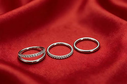 16G 18G 6mm 8mm 10mm Hinged Clicker Segment CZ Twisted Clicker Nose Rings Hoop Helix Cartilage Daith Tragus Sleeper Earrings Body Piercing for Women Men - style: 18G - 10mm - 3Pcs Steel - 2 Layer)