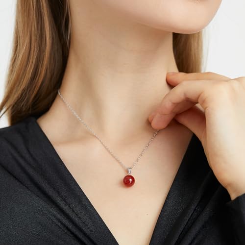 Natural Jade Necklace for Women Sterling Silver Adjustable Handmade Green Jade Pendant Necklaces Healing Crystal Necklace Good Luck Gift for Her - style: Carnelian Necklace