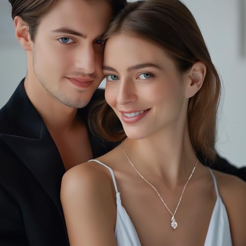 ANDSO Heart Moissanite Necklaces Birthday Jewelry Gifts for Women | S925 Silver /Gold Plating Birthstone Necklace, Ideal Anniversary Christmas Valentine Present for Mom Wife Her Girlfriend - style: Silver-3 Carat