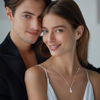 ANDSO Heart Moissanite Necklaces Birthday Jewelry Gifts for Women | S925 Silver /Gold Plating Birthstone Necklace, Ideal Anniversary Christmas Valentine Present for Mom Wife Her Girlfriend - style: Silver-3 Carat
