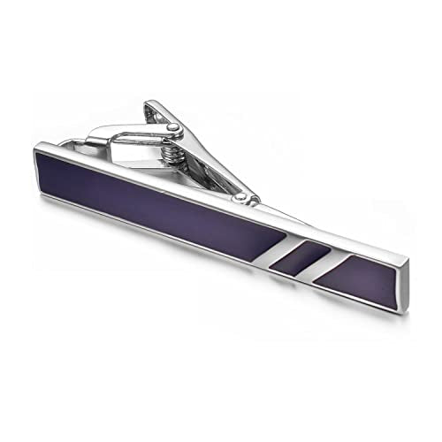 Skinny Tie Clip Navy Blue Black And Gold Tie Clips For Men Unique | Gold Tie Clip Silver Tie Bars For Mens Tie Clip Stainless Steel Elegant Tie Clips Black And Gold Tie Pin - color: blue