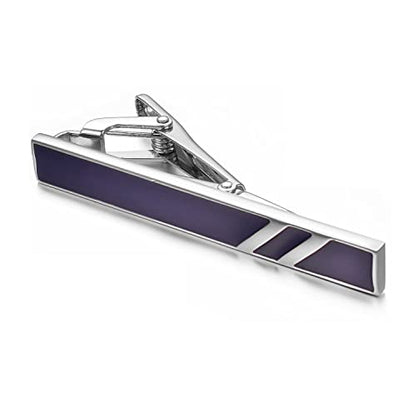 Skinny Tie Clip Navy Blue Black And Gold Tie Clips For Men Unique | Gold Tie Clip Silver Tie Bars For Mens Tie Clip Stainless Steel Elegant Tie Clips Black And Gold Tie Pin - color: blue