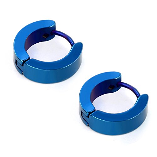 Aroncent Stainless Steel Hoop Earrings: 3-8 Pairs Men Small Hoop Huggie Hinged Earrings Set for Men Women 4mm Valentine Day Gifts - color: B-3PCS-Blue+Silver+Gold