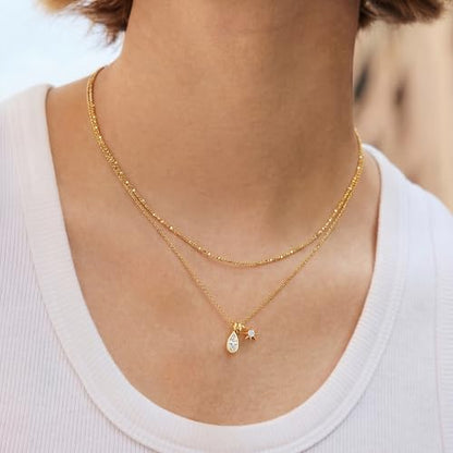 MTMY Gold Moon Pendant Necklace for Women,14K Gold Plated Dainty Chain Crescent Moon Sun Star Necklace Jewelry - style: drop star