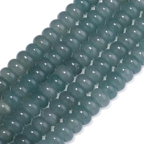 Songxi 5x8mm Natural Blue-Green Chalcedony Stone Rondelle Beads, 75PCS Spacer Round Loose Abacus Beads for Jewelry Making, Gemstone for Bracelet Necklace Earrings, Arts and Crafts - color: Blue-Green Chalcedony