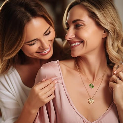 Jean Beau Dainty Pendant Necklaces for Women, Cute Chain Necklace Jewelry Gift - color: Green CZ Clover