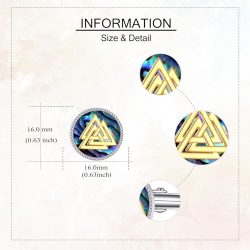 Cufflinks for Men Sterling Silver Abalone Shell Tuxedo Shirt Cuff Links Jewelry for Men Father Business Groomsmen - style: viking