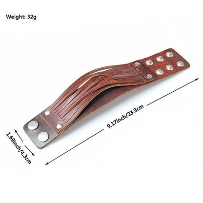 GelConnie Leather Cuff Bracelet for Men Women Wide Leather Wristband Thick Viking Mens Leather Bracelets Gothic Wrist Band Vintage Rock Wristband - style: Brown Leather Cuffs