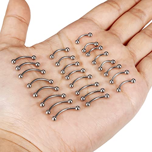 20G 16G 14G 12G Eyebrow Piercing Jewelry Surgical Steel Curved Barbell Eyebrow Ring Vertical Labret Lip Jewelry Rook Daith Earrings Piercing Jewelry for Women Men 6mm 8mm 10mm 12mm 14mm - color: 16G-Silver