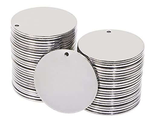 Shapenty Small Round Stainless Steel Flat Blank Stamping Tag Pendants Mini Discs for Bracelet Earring Necklace Chain Charms Jewelry Making Specialized Number Alphabet Stamping, 50PCS - color: Silver, size: 25MM
