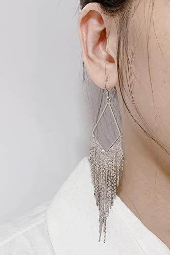 SELOVO Dangling Metal Chain Tassel Dangle Earrings Silver/Gold Color - style: style 2-silver color