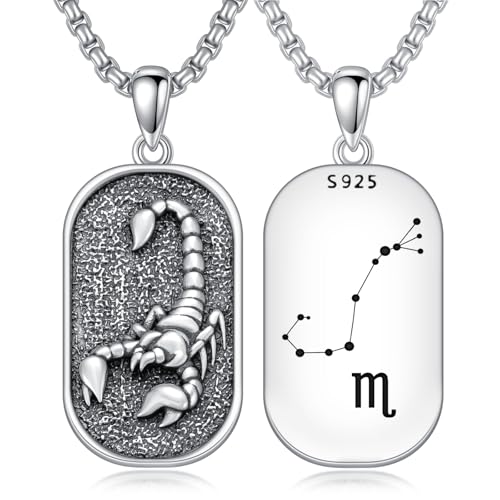 SIMONLY Zodiac Necklace 925 Sterling Silver Constellation Necklace Zodiac Sign Necklaces Horoscope Jewelry Christmas Birthday Astrology Gifts for Women Men Unisex - style: Scorpio