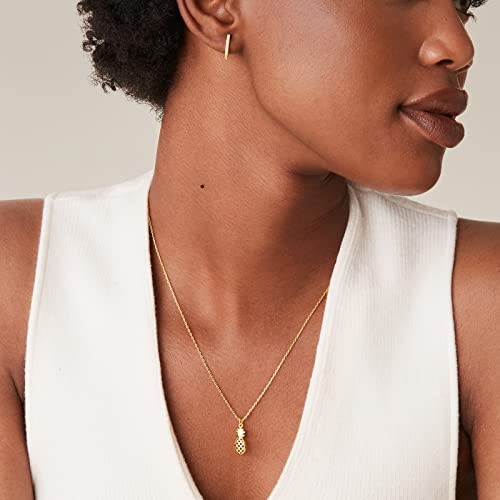 PAVOI 14K Gold Plated Dainty Cubic Zirconia Pendant Necklace for Women | Dot, Elephant, Butterfly, Pineapple, Lock, Knot, Palm Tree, Bow, Smiley Pendant | Layering Chain Necklaces - style: Pineapple