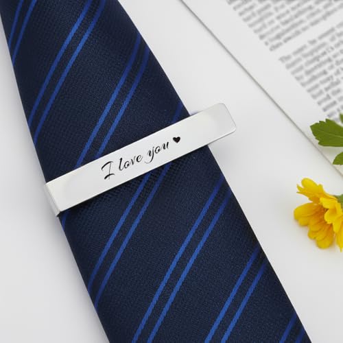 I Love You Gifts for Him Husband Valentines Day Gifts for Him Boyfriend Bf Stainless Steel Tie Clip Pin Tie Bar Fathers Day Gift 25th 50th 10 1 Year Anniversary Happy Birthday Presents Christmas Gift