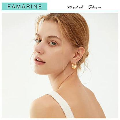 FAMARINE Chunky Thick Hoop Earrings for Women Gold Hoops Huggie Earrings for Men Gift - color: Dome Hoop