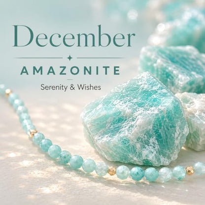 ARSIS Genuine Beaded Gemstone Necklace for Women, Colorful Natural Stone Handmade Bead Choker, Personalized Birthstone Necklace, Boho Summer Beach Necklace Layering Stackable Jewelry Gift - color: Amazonite (December)