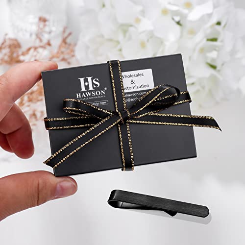 HAWSON Skinny Tie Clip Bar Set, 2 Inch Tie Clip for Men - Wedding, Meeting, Party Gift Set - color: 1 PCS Black Brushed