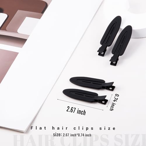 10 Pcs Creaseless No Crease No Bend Flat Hair Clips For Styling Non Slip Makeup Clips For Women Salon Hairstyle,Matte Black - color: Matte Black