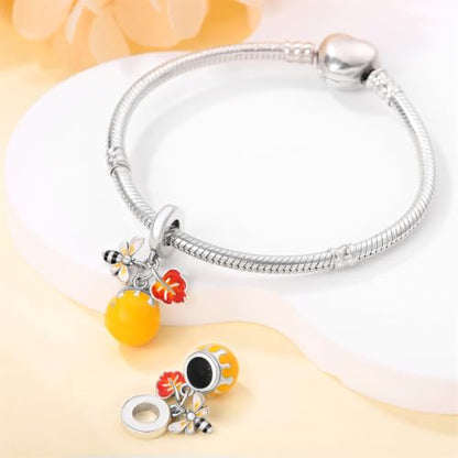LNQOBU 925 Sterling Silver Charms for Bracelets Dangle Pendant fit Pandora Bracelets or Necklaces Jewelry Woman Gift Beads Charm (With one Spacer Beads) - style: Charm 604