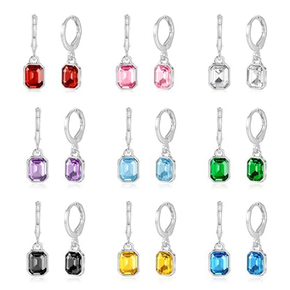 Multicolor Crystal Dangle Studs Earrings Set for Women 925 Silver Hypoallergenic Dangle Earrings Leverback Drop Earring Fashion Cubic Zirconia Leverback Stud Earring Sets Trendy Cubic Zirconia Jewelry Gifts for Women - style: 6-S-G