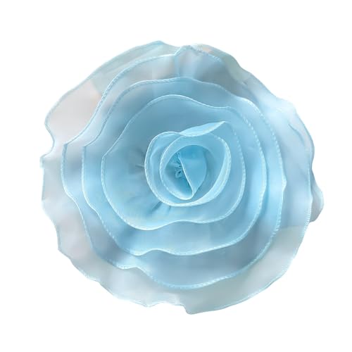 10inch Extra Large Flower Brooch Pin for Women Fashion Dainty Organza Satin Fabric Big Camellia Brooches Lapel Pins Wedding Dance Party Dress Accessories Exaggerated Jewelry Gift - color: 10 inch Blue