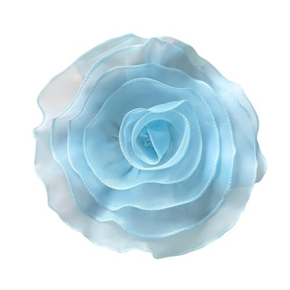 10inch Extra Large Flower Brooch Pin for Women Fashion Dainty Organza Satin Fabric Big Camellia Brooches Lapel Pins Wedding Dance Party Dress Accessories Exaggerated Jewelry Gift - color: 10 inch Blue