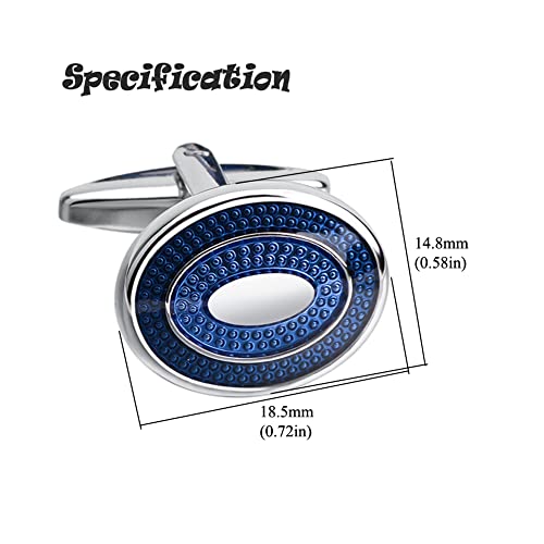 Fomissky Oval Navy Blue Cufflinks for Men Silver Plated, Personalized Men's Cuff Links Groom Wedding Gifts Tuxedo Business Shirt Accessories
