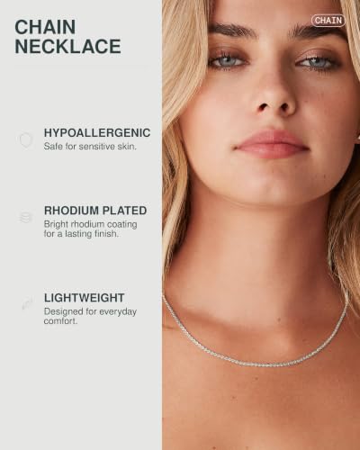 PAVOI 14K Gold Plated Adjustable Link Chain Necklace for Women | Box Rope Sphere Bead Serpentine Anchor Mariner Gold Chain Necklaces - color: White Gold, style: Serpentine