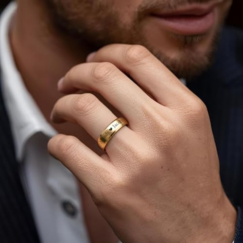 VNOX Customize Personalized 6MM/8MM Tungsten Carbide/Stainless Steel Simple Matte Brushed Finish Wedding Band Engagement Rings for Men Women,Size 5-14 - color: Gold Plated-6mm-stainless-steel