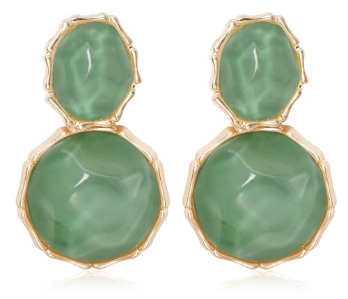 Resin Earrings for Women Acrylic Water Ripple Earring Boho Dangle Drop Earring - color: Green