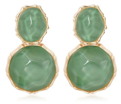 Resin Earrings for Women Acrylic Water Ripple Earring Boho Dangle Drop Earring - color: Green