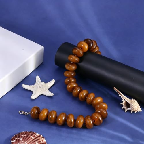 CSIYANJRY99 Chunky Beaded Necklace for Women, Large Colorful Resin Beads Statement Necklace, Boho Summer Beach Vacation Jewelry Gifts - color: Brown