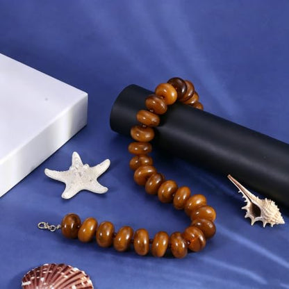 CSIYANJRY99 Chunky Beaded Necklace for Women, Large Colorful Resin Beads Statement Necklace, Boho Summer Beach Vacation Jewelry Gifts - color: Brown