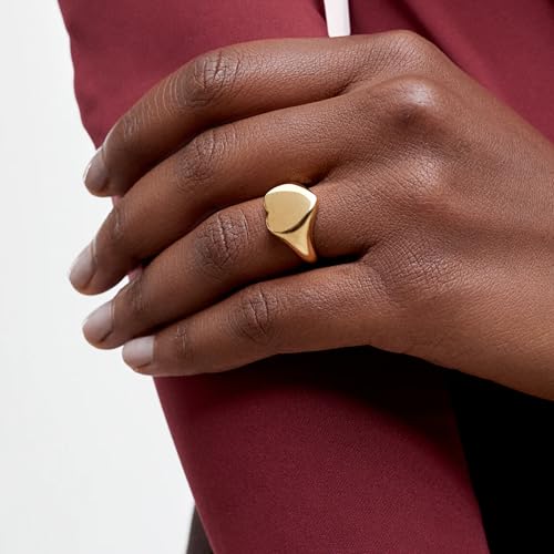 Hey Harper Gold Ring for Women - Gold Plated Stacking Waterproof & Sweatproof Jewerly Ring - Everday Non Tarnish Cute Fashion Circle Rings - style: Heartbeat Ring