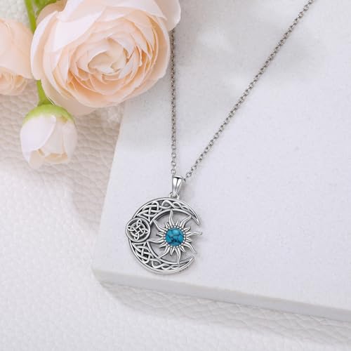Witch Necklace 925 Sterling Silver Pentagram Triple Moon Pentacle Pendant Wiccan Pagan Jewelry Witchy Gifts for Women - style: Witches Knot