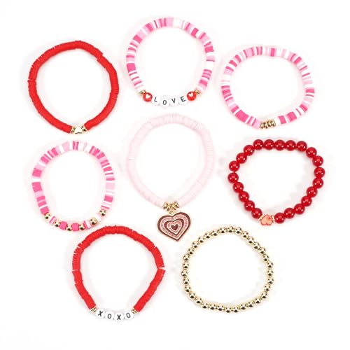 Twinfree Bohemia Beaded Bracelet for Women, Polymer Clay Stretch Bracelets - color: color 58