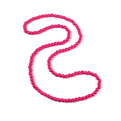 COLORFUL BLING 8MM Natural Wood Bead Necklace Africa Wooden Chain Statement Unisex Chunky Strand Necklaces Hip Hop Jewelry - color: pink