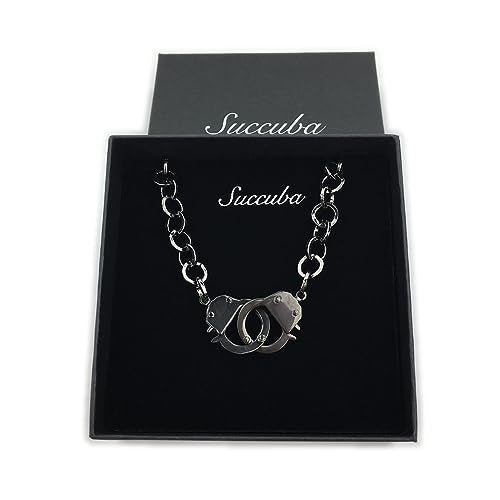 Succuba Stainless Steel Handcuff Choker Necklace Chain Pendant Choker Collar Necklace for Women and Men from 16 to 24 Inches with Box - color: B, size: 24 Inches