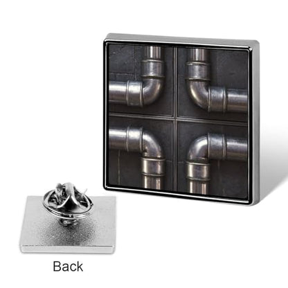 Metal Pipe Texture Unisex Brooches & Pins Square Lightweight Lapel Badge Jewelry for Clothing Shawl Hat