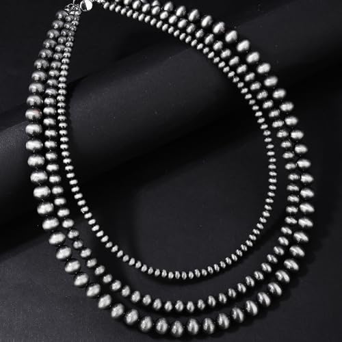 Matte Black Necklace with Triple Strands Designs Portable for Formal Outfits and Casual Styles Everyday Elegant Necklace - color: Single layer