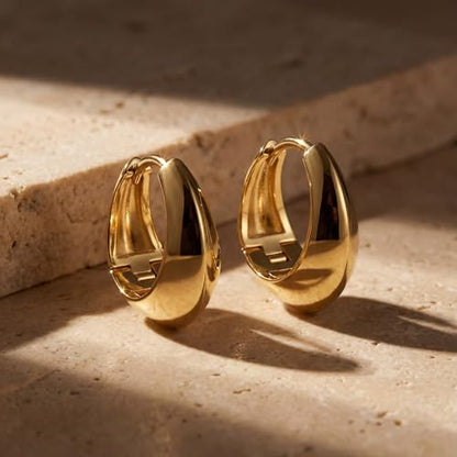 MYEARS Women Earrings Gold Huggie Hoop 14K Small Simple Hypoallergenic Everyday Jewelry - style: Crescent