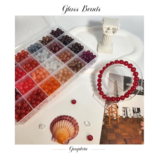 2500PCS 8mm Glass Beads Bracelet Making Kit, 96 Colors Crystal Beads for Jewelry Making, 4 Box Round Beads Suitable for Beginners - color: 4 Box