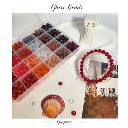 2500PCS 8mm Glass Beads Bracelet Making Kit, 96 Colors Crystal Beads for Jewelry Making, 4 Box Round Beads Suitable for Beginners - color: 4 Box