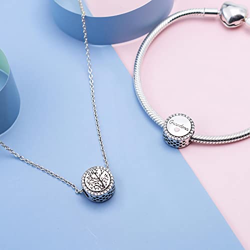 Family Love Mother Daughter Grandma Charm 925 Sterling Silver fits Bracelets Necklace Pendant Bead Charms Jewelry Gift for Women Family Friends - color: Grandma Charm
