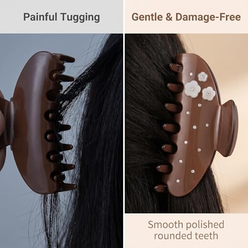Large Claw Clips For Thick Hair 4 Inch Acetate Hair clips Women | Acetate NonSlip Strong Hold, Jumbo Jaw Clips Accessories for Thick Heavy Curly Long Hair ,4Inch Brown Jaw Clips - color: brown