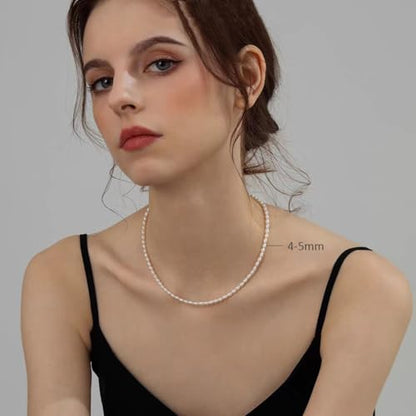 White Genuine Freshwater Cultured Pearl Necklace For Women And Men | Full Sizes from 3mm to 14mm Freshwater Pearls, AAA Grade & Above, A Love Gift Choice For Anniversaries And Birthdays - size: 4mm