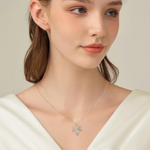 Jean Beau Dainty Pendant Necklaces for Women, Cute Chain Necklace Jewelry Gift - color: Gold Leaf