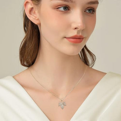 Jean Beau Dainty Pendant Necklaces for Women, Cute Chain Necklace Jewelry Gift - color: Gold Leaf
